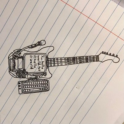 a drawing of an electric guitar that looks like a computer